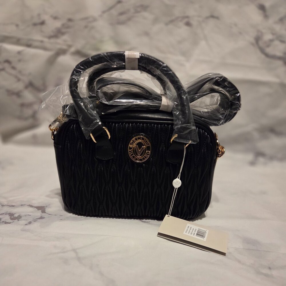 Valentino Orlandi Black Square Quilted Tote #0015